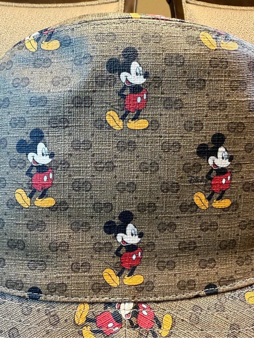 New Authentic Gucci GG x Disney Mickey Mouse Logo Bucket Hat Brown Size M - Picture 8 of 14